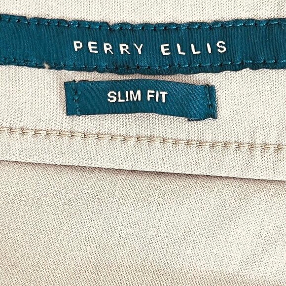 NWT Perry Ellis Men's Stretch Slim Fit Pants Size 36x30 Stone Color Slim Leg - Picture 7 of 15